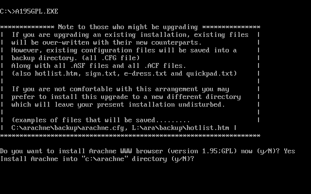 Arachne installation - Screenshot 2