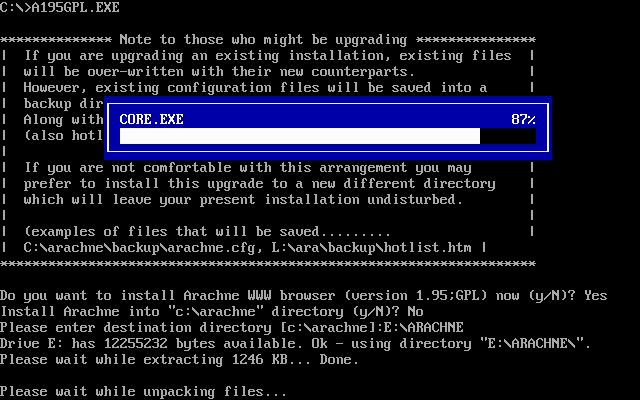 Arachne installation - Screenshot 4