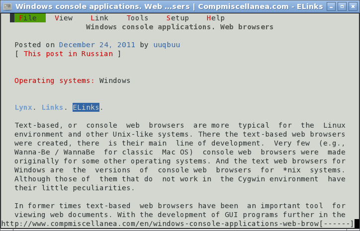ELinks configuration - Screenshot 2