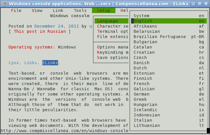 ELinks configuration - Screenshot 4