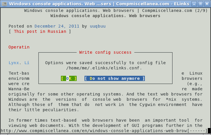 ELinks configuration - Screenshot 6